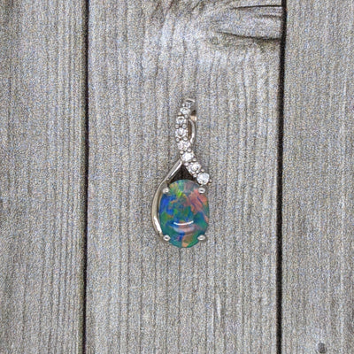 Idaho Opal and Diamond Pendant