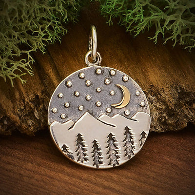 Sterling Silver Nighttime in the Mountains Pendant