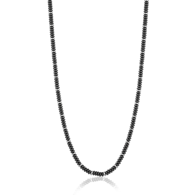 Mens Hematite and stainless steel Bead Necklace