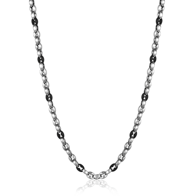 Black and Silver Stainless Steel Necklace